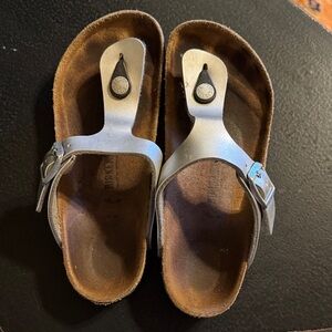 Birkenstock Kids Metallic Silver Sandals